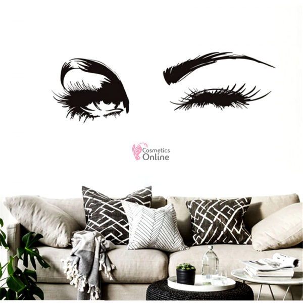 Sablon sticker de perete pentru salon de infrumusetare - J035L - Make-Up & Beauty Negru